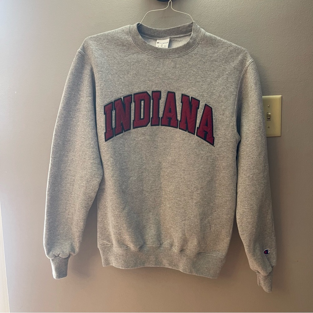 Champion Gray Indiana University Men's Crewneck Sweater